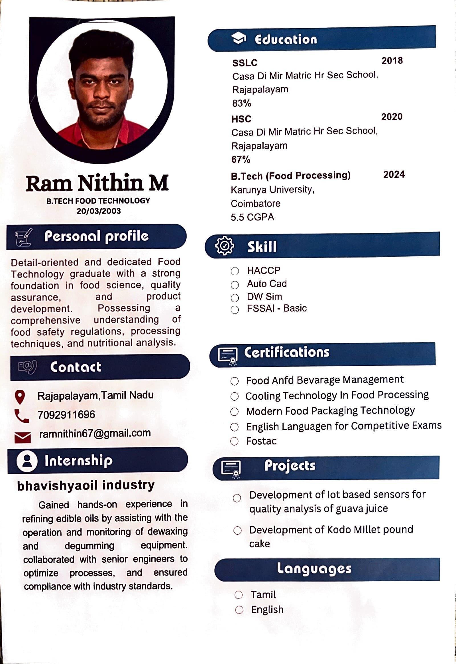 Ram Nithin M